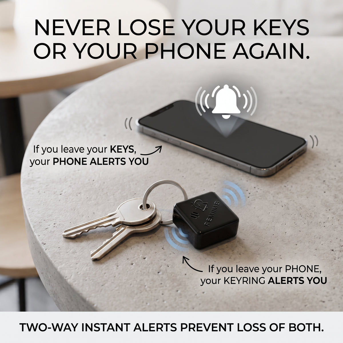 Remimb Smart Keyring - 2-Way Loss Prevention for Smartphone and Keys - Remimb