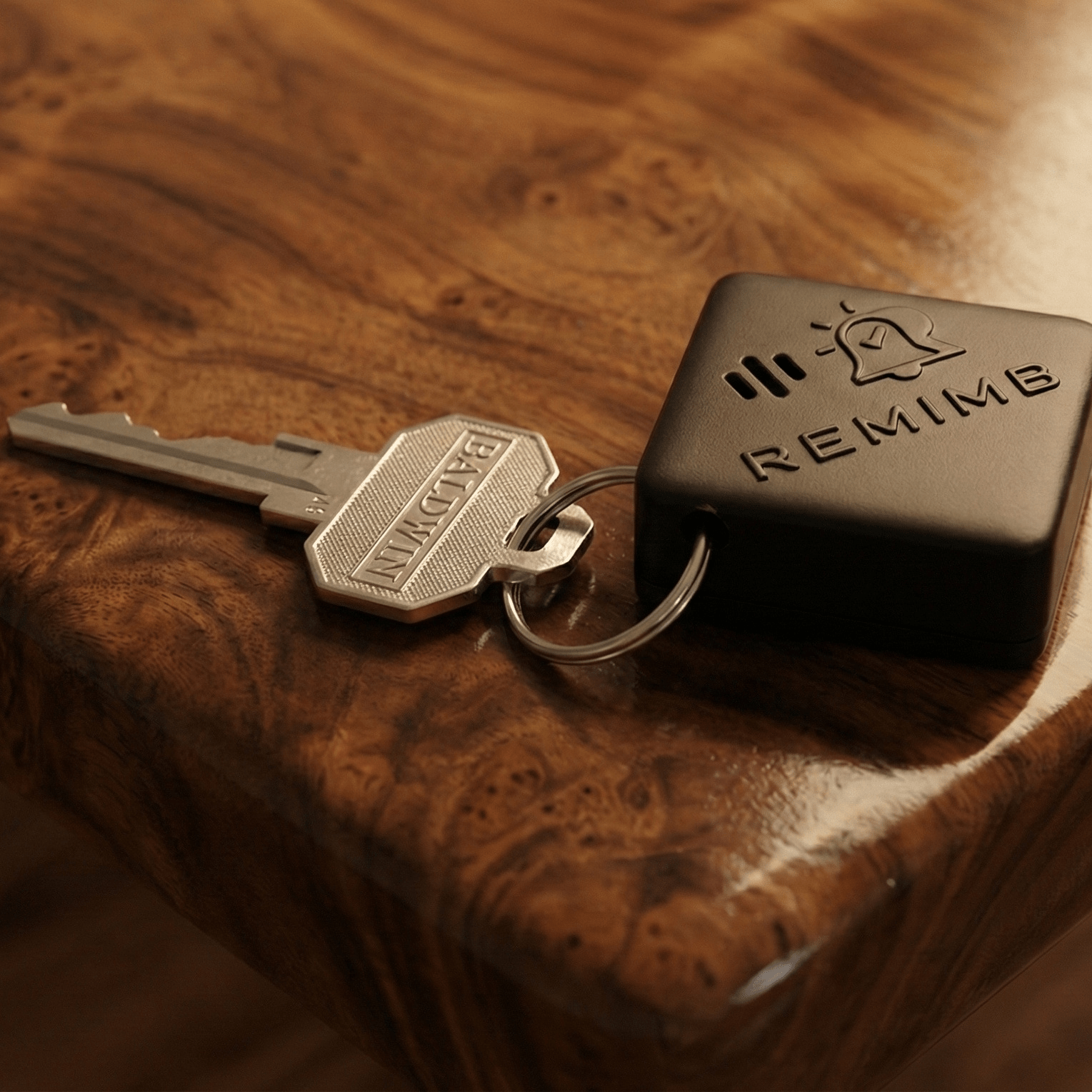 Remimb Smart Keyring attached to a luxury key